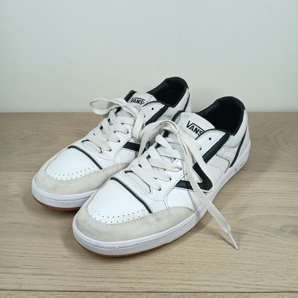 Vans Lowland CC Sneakers Men 10.5 White Black Leather Suede Skate Y2K Streetwear